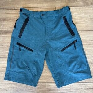 Men’s MTB Mountain Bike Blue Teal Biking Shorts Size M Outdoor Cargo Pockets